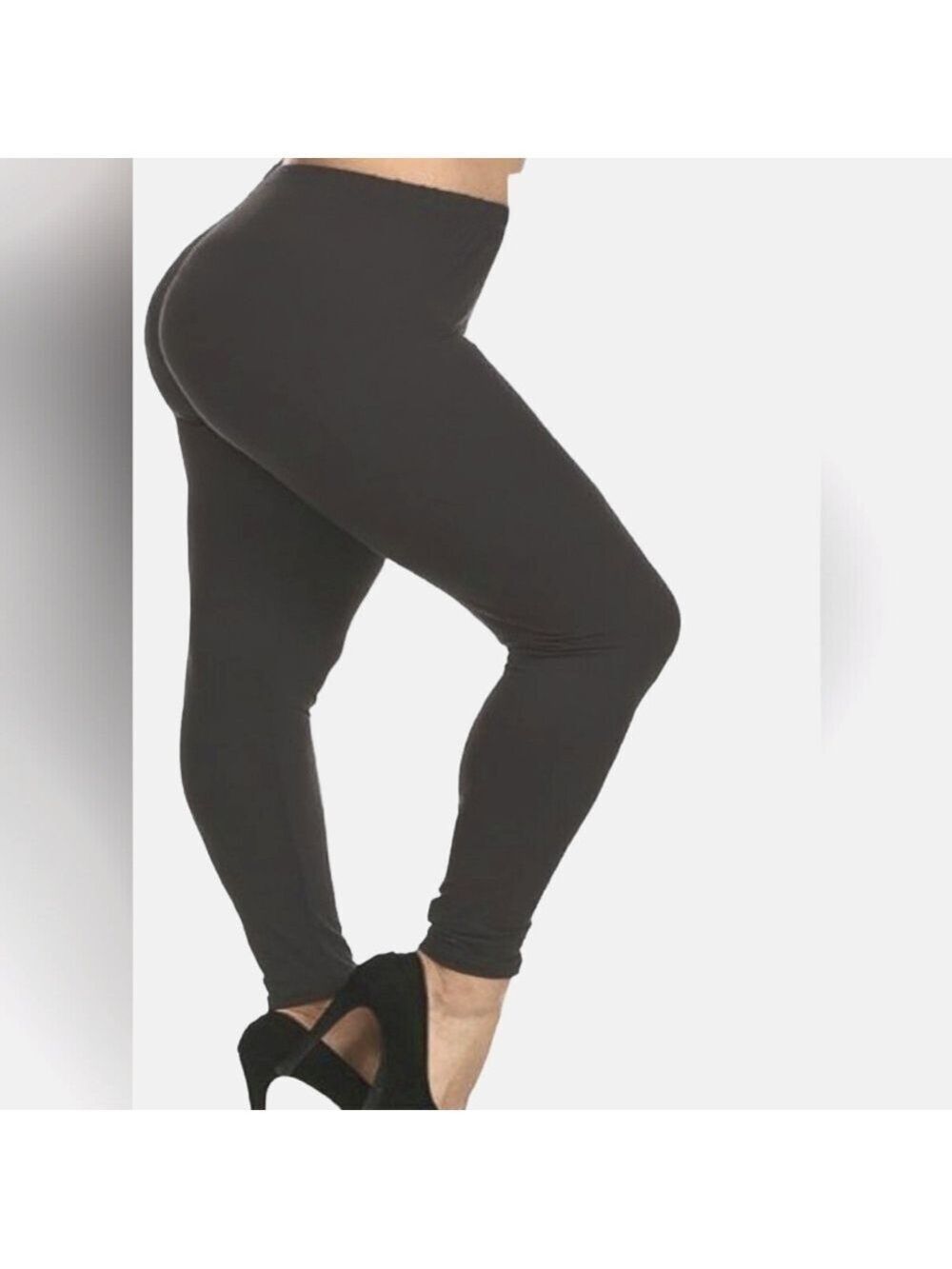LEGGINGS DEPOT Solid Charcoal Color Full Length Leggings Size 12 NWT